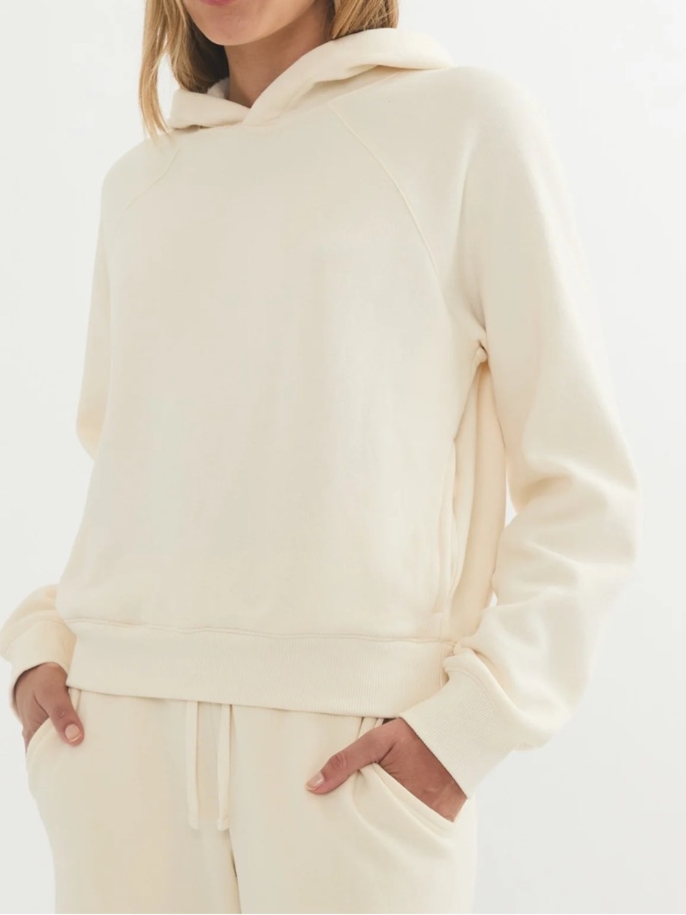 MARINE LAYER Women's Cloud 9 Signature Ivory Fleece Pullover Hoodie Sweatshirt
